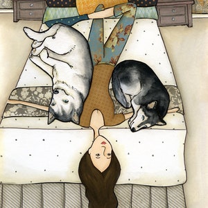 Huskies On Me, Siberian Husky Hund Kunstdruck