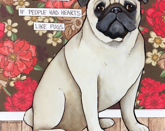 Beautiful World Pug dog wall art print