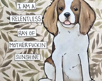 Ray of Sunshine, Cavalier King Charles Spaniel dog wall art print