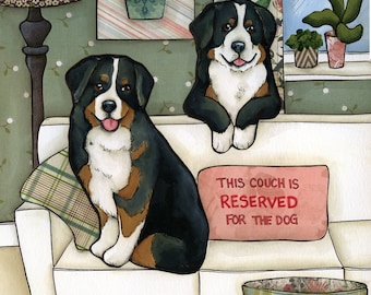 Reserved Bernese, Bernese Mountain dog wall art print. Great gift ideas for dog lovers.