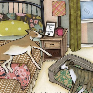The Whipps, whippet dog art print