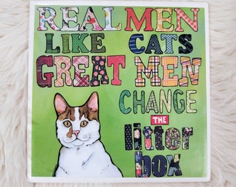 Real Men cat tile