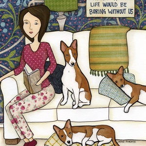 ORIGINAL PAINTING Admit It- Basenji dog Original mixed media painting. Great dog lovers gift ideas.