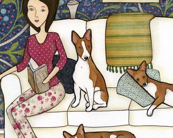 ORIGINAL PAINTING Admit It- Basenji dog Original mixed media painting. Great dog lovers gift ideas.