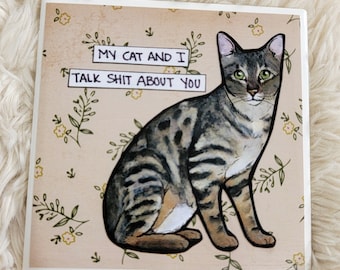 Talk Shit cat ceramic tile