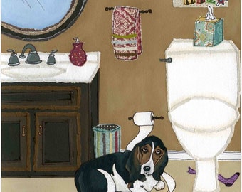 Daisy Mae, Basset Hound dog wall art print. Great dog lovers gift ideas.