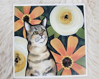 Cute as Button cat tile