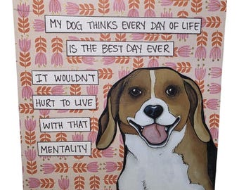 MENTALITY, Beagle dog handmade wall art sign
