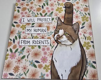 ORIGINAL From Rodents, mixed media cat painting