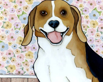 Unattended, Beagle dog wall art print gifts