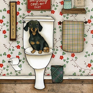 Weenie Pot, dachshund dog wall art print