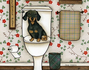 Weenie Pot, dachshund dog wall art print