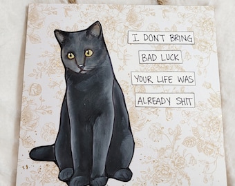 ORIGINAL hand painted Bad Luck cat #16