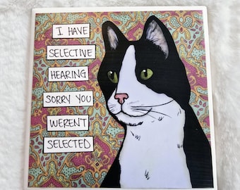 Greater Gift, cat decorative coaster tile