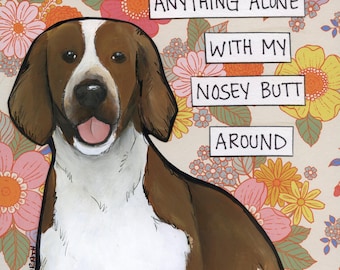 Nosey Butt, Brittany Spaniel dog wall art print