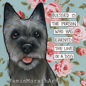 Blessed, Cairn Terrier dog wall art print gifts