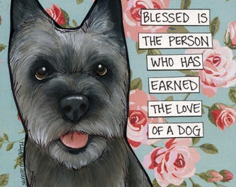 Blessed, Cairn Terrier dog wall art print gifts