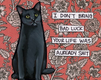 Bad Luck cat wall art print