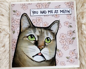 Meow cat decorative tile