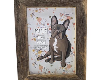 LOVE FRENCHIES, French Bulldog handmade original wall art sign