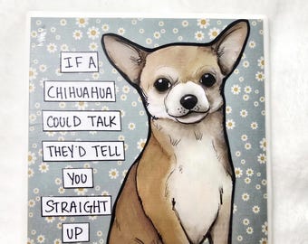 Chihuahua dog,decorative coaster tile, Straight Up