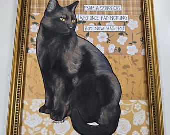ORIGINAL Precious Love, mixed media cat painting