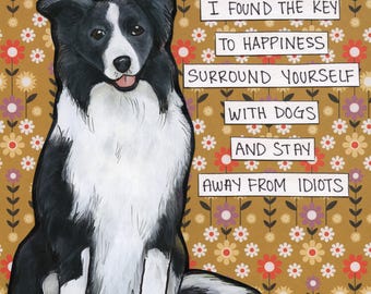 Key To Happiness, Border Collie dog wall art print