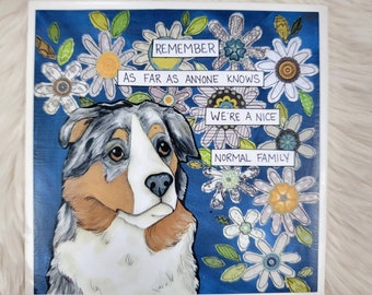 Australian Shepherd ceramic coaster tile. Great dog lovers gifts.