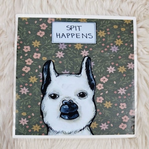 Spit Happens Llama decorative tile