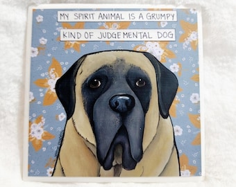 Spirit Animal, English Mastiff dog decorative coaster tile