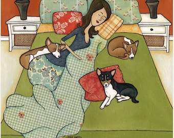 Basenji Goodnight, dog wall art print. Great dog lovers gift ideas.