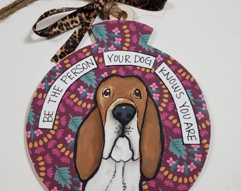 Coonhound, hand painted dog ornament