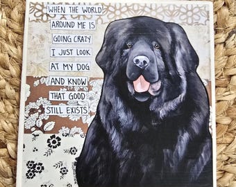 World To Me, Newfoundland Dog decorative coaster tile