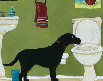 Just One Lick, chocolate black Labrador Retriever dog art print