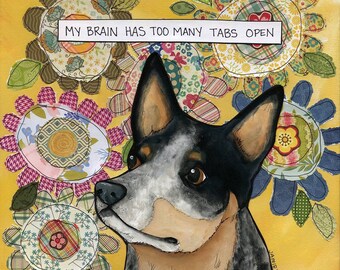 Brain, Cattle dog Heeler wall art print gifts