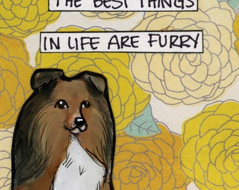 Furry, Sheltie dog wall art print