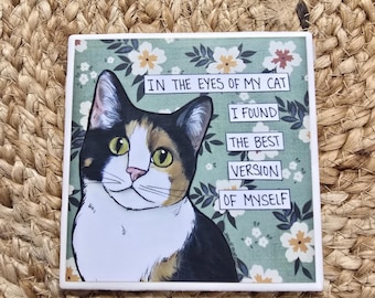 Best Version, cat decorative coaster tile