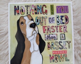 Basset Hound Howl ceramic tile. Great dog lovers gift ideas.