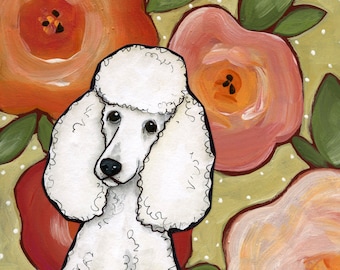 Poodle Poppies, dog art print