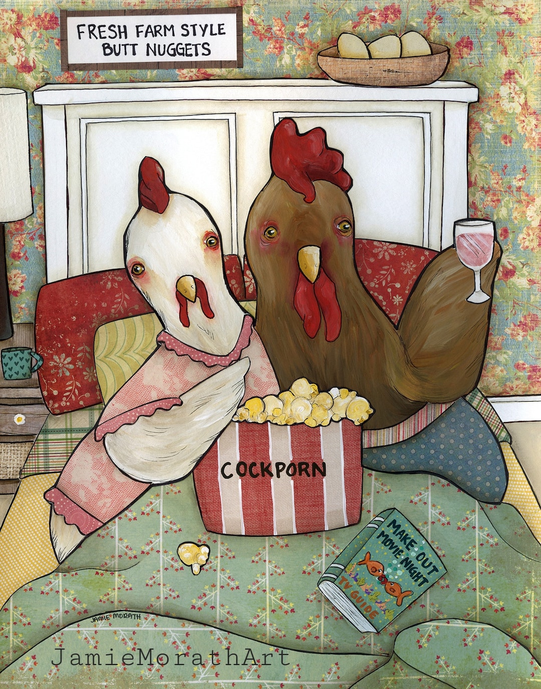 Cockporn, Chicken Wall Art Print - Etsy