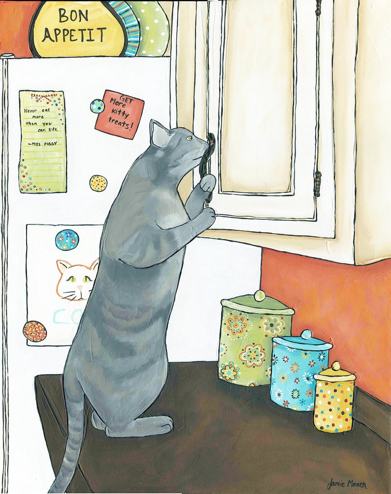 Purdys Busted, cat art print Purdys Busted, cat art print