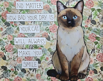 Make You Smile, cat wall art print