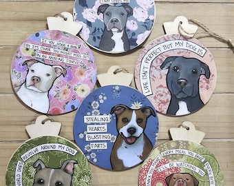 Pitbull Dog Ornaments