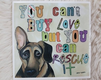 Rescue It German Shepherd ceramic tile