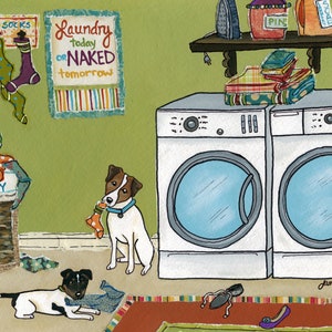 Jack Russell Trouble, dog art print