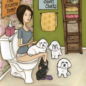Bichon Frise Dog Art: Original Mixed Media Painting (9x12 Unframed)