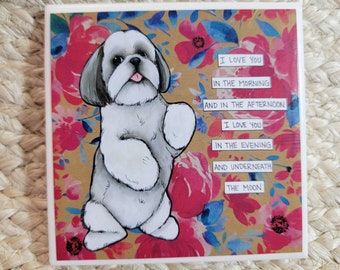 I Love You Shih tzu dog decorative coaster tile
