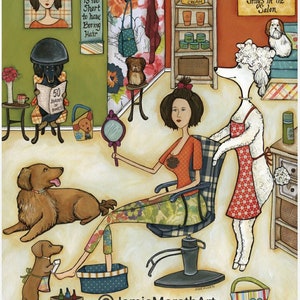 Stays in the Salon, dog wall art print