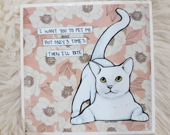 Only 3 Times cat ceramic tile