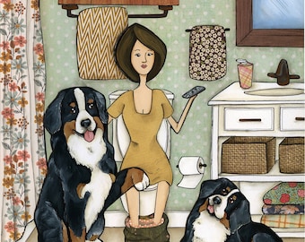 Hello Sweet Cheeks, Bernese Mountain dog wall art print. Great gift ideas for dog lovers.